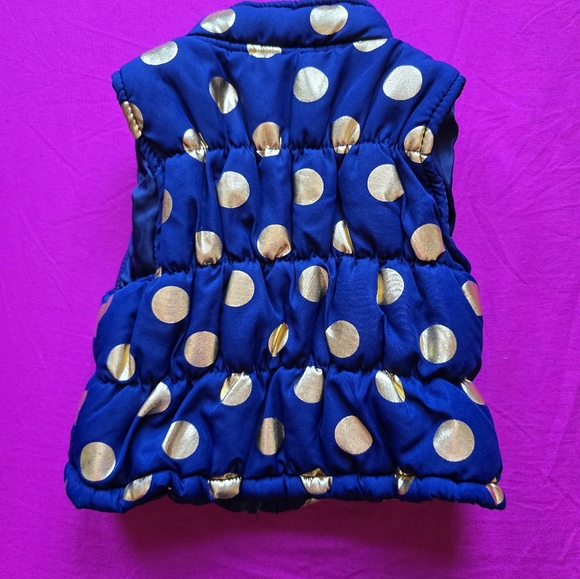 18M Navy Blue w/ Gold Polka Dots Puffer Vest - Picture 2 of 3